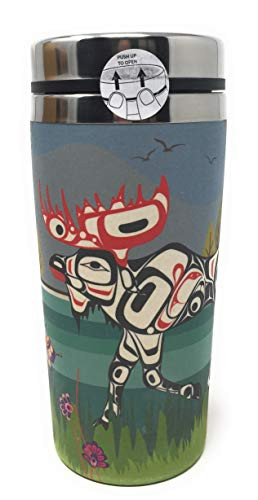 Native Northwest Bamboo Travel Mug by Native Northwest Coast Artists, 16oz (Moose)