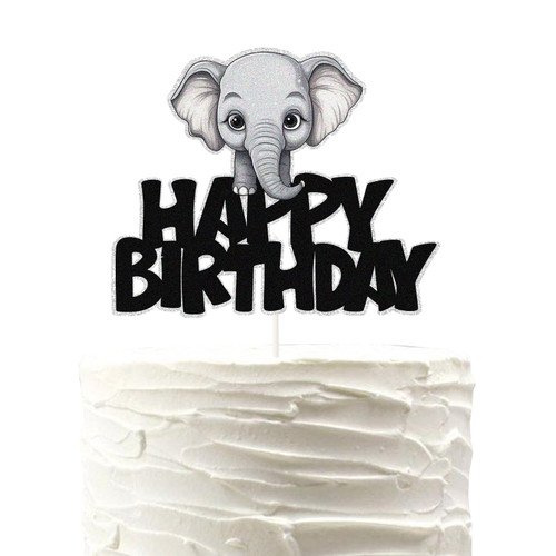 Glitter Elephant Happy Birthday Cake Topper,Jungle Animal Elephant Cake Pick,Animal Themed for Birthday or Baby Shower Party Decor Supplies. Glitter Elephant Happy Birthday Cake Topper,Jungle Animal Elephant Cake Pick,Animal Themed for Birthday or Baby Shower Party Decor Supplies.