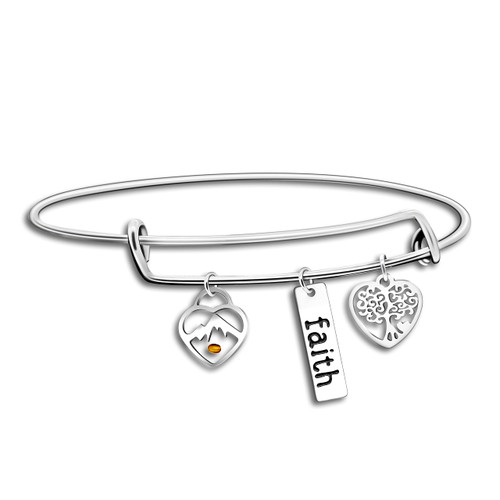 Uloveido Stainless Tree of Life Bracelet, Heart Mountain Mustard Seed Charm, Extendable Cuff Wire Bangle for Women Y639 (Heart Mountain) Uloveido Stainless Tree of Life Bracelet, Heart Mountain Mustard Seed Charm, Extendable Cuff Wire Bangle for Women Y639 (Heart Mountain)
