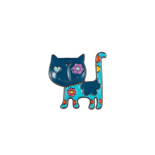 Cat Brooch Pins Cute Enamel Paint Cat Brooch Animal Alloy Lapel Pins Brooch Unisex Women And Men Brooch Pin Fashion Jewelry (Blue)