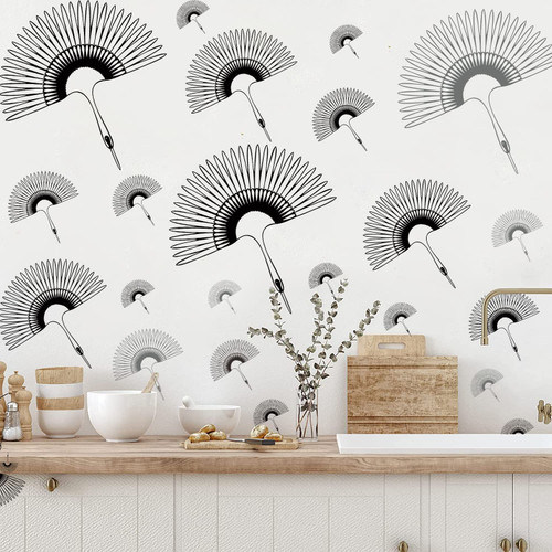 Black Leaves Wall Sticker Modern Wall Decal Black Boho Wall Sticker for Living Room Decor Nordic Leaves Wall Art Stickers for Bedroom Peel and Stick Fans Wallpaper Stickers for Kids Room Kitchen Decor