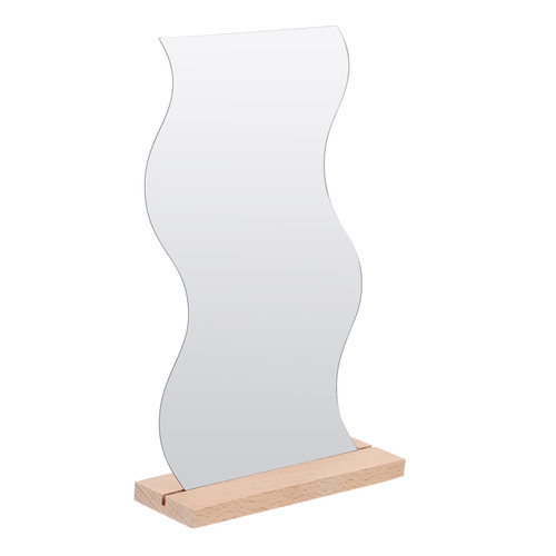 Outanaya Mirror Table Vertical Dresser Table Vanity Mirror Portable Desk Irregular Makeup Mirror Decorative Table Mirror Acrylic Makeup Mirror Decorative Mirror It Can Move Wood to Rotate