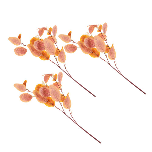 BIUDECO 3pcs Simulated Eucalyptus Leaves Faux Eucalyptus House Decorations for Home Table Decorations Artificial Leaves Fake Plants Stems Wedding Fake Leaves Silk Flower