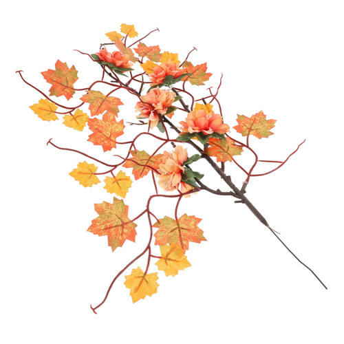 Cabilock Decor Artificial Maple Leaf Picks Fake Maple Leaf Artificial Maple Leaf Stems Faux Fall Maple Leaf Table Centerpiece Maple Leaves Branches Household Artificial Leaf Silk Cloth