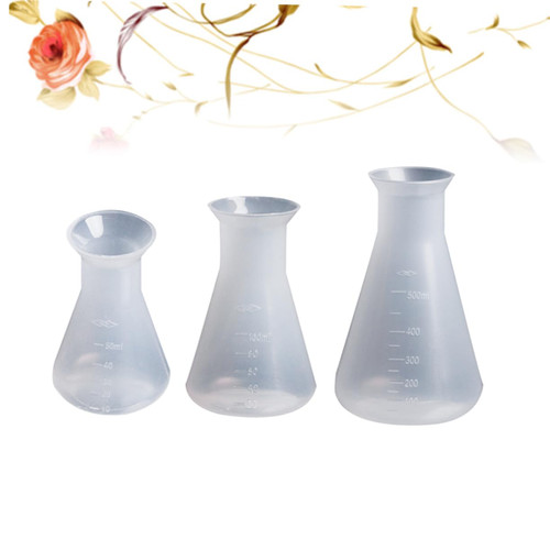 SOLUSTRE 3pcs Erlenmeyer Flask 1000ml Stopper Beakers Erlenmeyer Flask 500ml Durable Flask Science Experiments for Kids Lab Erlenmeyer Flasks Conical Flask Glass White Suit