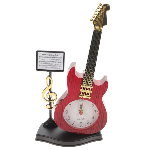 DECHOUS Guitar Alarm Clock Musical Wall Clock Guitar Clock Music Note Clock Holiday Musical Clock Musical Mantel Clocks Musical Alarm Clock Vinyl Record Clock Violin Plastic Student Gift