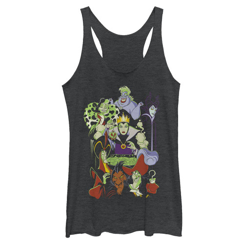 Disney Junior's Villains Worst Dinner Party Ever Tri-Blend Racerback Layering Tank, Black Heather, Large