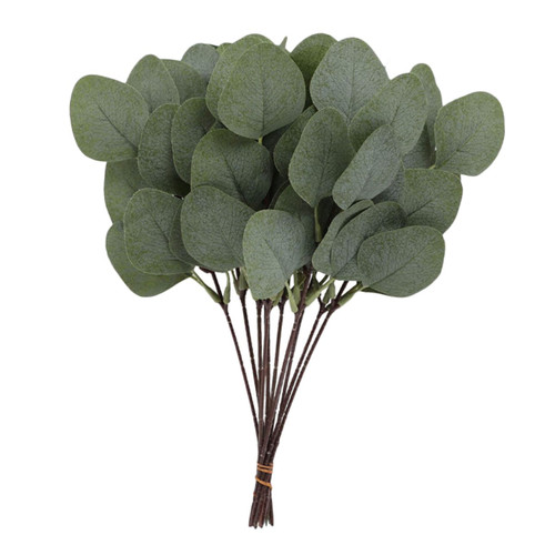 Zerodeko Artificial Eucalyptus Stems 12pcs Green Leaves Silk Flower Plant Fake Eucalyptus Leaves Stems