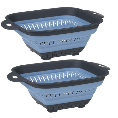Collapsible Colander Pasta Strainer Folding Colander 2Pcs Collapsible Colander Strainer 2.2 Quart Space Saving Colanders with Handle Food Strainers for Draining Pasta, Vegetable and fruit
