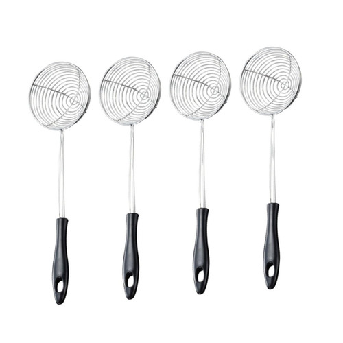 TIDTALEO 4pcs Stainless Steel Wire Drain Asian Strainer Ladle Mesh Skimmer Spoon Small Hot Pot Strainer Food Strainer Ladle Strainer Spoon Ladle Wire Skimmer Pearl Filter Basket