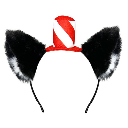 Luvfamday Cat Ears Headband with Red Stovepipe Hat Cute Headwear Cosplay Costume Accessories Funny Party Favors Women Men