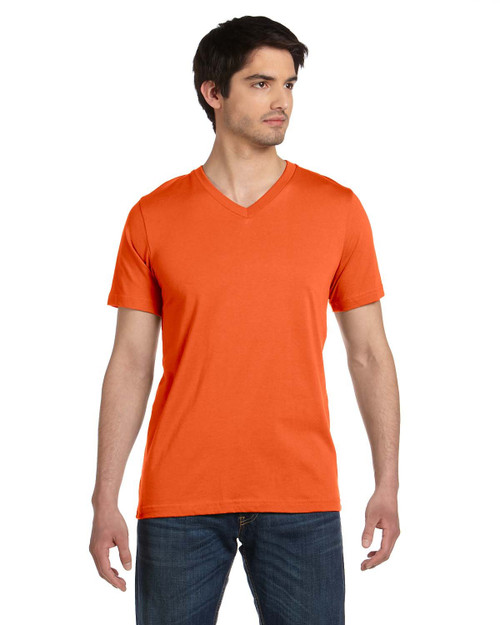 Bella mens Unisex Jersey Short-Sleeve V-Neck T-Shirt(3005)-ORANGE-L