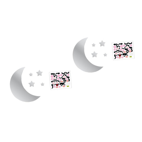 HOMSFOU 2 Sets Moon Mirror Sticker Star Wall Decals for Kids Moon Decorations Moon Star Mirror Removable Star Mirror Stickers Living Room Moon Mirror Ornaments Acrylic Star Shape Child