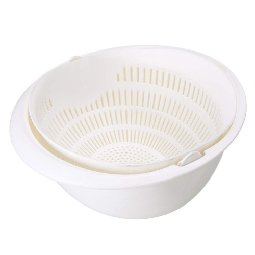 Colander Strainers for Kitchen, Fruit Cleaner Double Layer Drain Basket Fruit Vegetable Washing Bowl, Fruit Cleaning Bowl(white) Colander Strainers for Kitchen, Fruit Cleaner Double Layer Drain Basket Fruit Vegetable Washing Bowl, Fruit Cleaning Bowl(white)