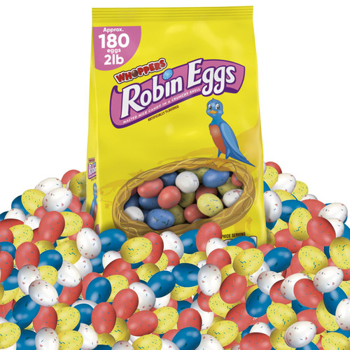 Robin Eggs Whoppers Chocolate Candy 2 Pounds Approx 180 Pieces - Whoppers Malted Milk Balls Malted Milk Candy Balls Easter Candy - Ideal For Easter Basket Stuffers Perfect for Candy Bags - Malted Milk Balls Easter Candy, Whoppers Bulk Chocolate Eggs