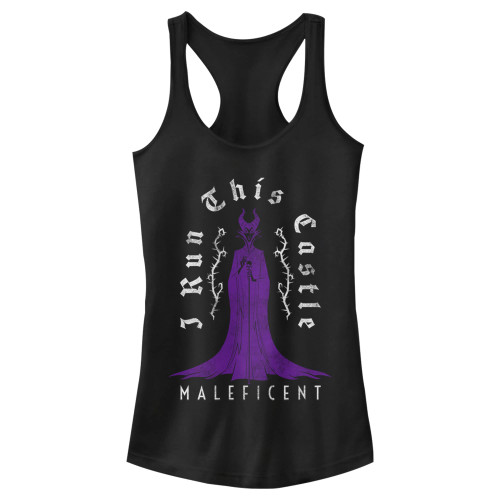 Disney Junior's Villains Mal Castle Slim Fit, Scoop Hem Racerback Tank, Black, Small Disney Junior's Villains Mal Castle Slim Fit, Scoop Hem Racerback Tank, Black, Small