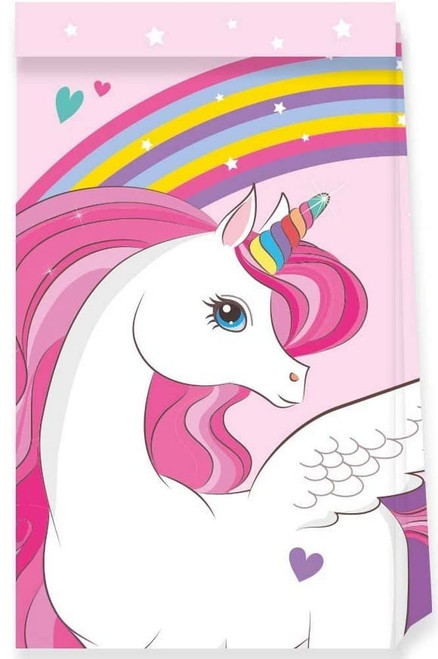 Procos 93765 Unicorn Rainbow Colours, Pack of 4, FSC Paper Bags, Birthday, Theme Party, Multicoloured