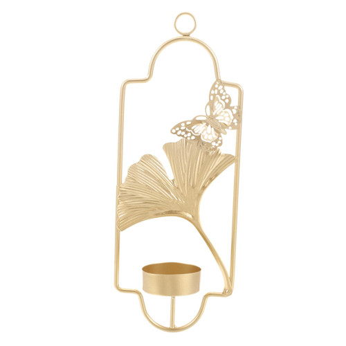 Abaodam Ginkgo Leaf Candle Holder Home Decor Candle Holder Candle Holders Gold Decor Candle Sconce Candle Holder Decor Wall-Mounted Candle Vessels Wall Hanging Decorate Candlesticks Iron