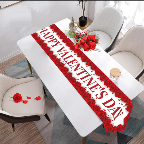 Valentine's Day Decorations, Happy Valentine's Day Table Runner, Valentine's Day Home Party Decoration, Valentine's Day Indoor Table Decoration?Valentine's Day Party Table Decoration, Valentine's Day