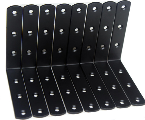 MHMYDZ 8 Pcs 4 InchX4 Inch Matte Black Steel L Corner Brace Joint Angle Bracket Shelf Bracket Wall Hanging with Screws Decorative Corner Brackets Joint Angle Bracket