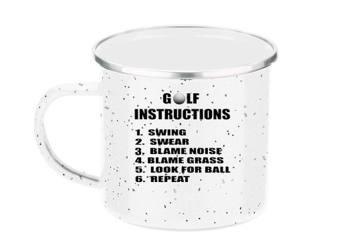 Rogue River Tactical Funny Golfing Camp Mug Enamel Camping Coffee Cup Gift Golf Instructions Golf Joke