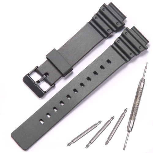 MCXGL Resin Strap Compatible with Casio MRW-200H Watch Band Men's Women's Replacement Black Rubber Wristwatch Bracelet