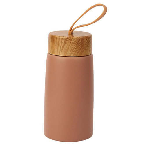 Yovslop Stainless Steel Coffee Mug Vacuum Sports Kettle with Wood Grain Lid Insulation Cup Long-Term Thermal Insulation Cup Single-Layer Coffee Mug