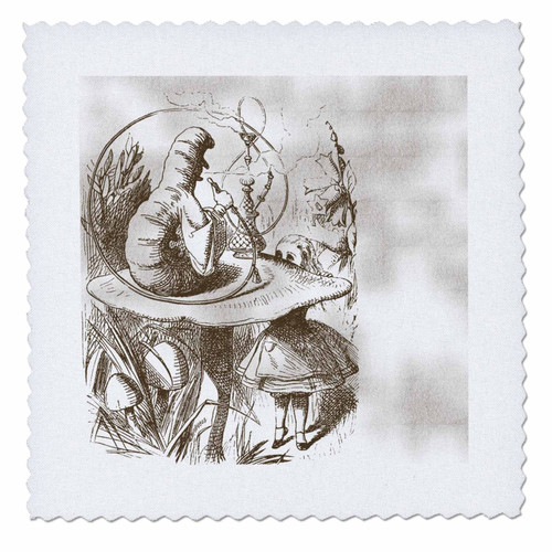 3dRose Caterpillar on Mushroom Vintage Alice in Wonderland - Quilt Square, 6 by 6-inch (qs_110199_2) 3dRose Caterpillar on Mushroom Vintage Alice in Wonderland - Quilt Square, 6 by 6-inch (qs_110199_2)