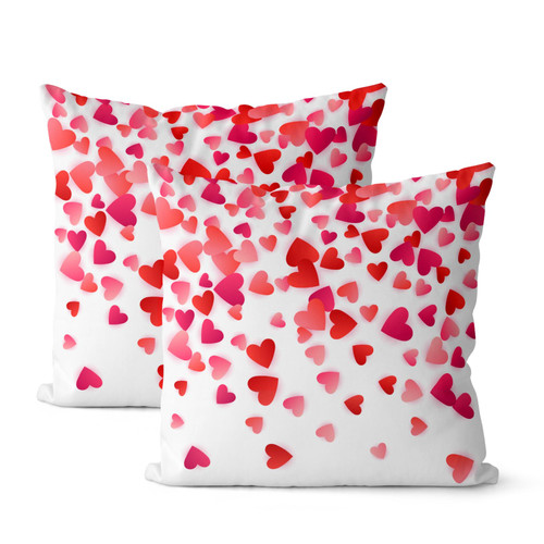 GOLIANDA Valentines Day Pillow Covers 18x18 Set of 2 Red Pink Love Heart Decor Valentine's Day Throw Pillows Mother's Day Anniversary Decorative Pillowcase Square Outdoor Cushion Case for Sofa Couch