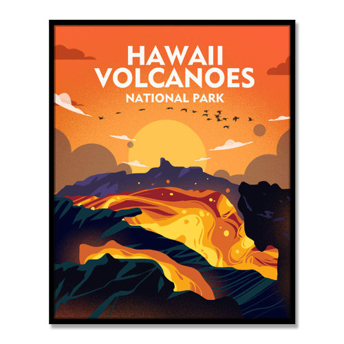Hawaii Volcanoes National Park Travel Wall Art Hawaii Volcanoes National Park Minimalist Decor Travel Poster Wanderlust Gift, UNFRAMED 8x10inch