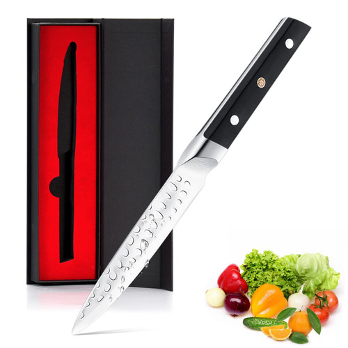 shajwo Utility Knife 5 inch Kitchen Utility Paring Knife High Forged German Stainless Steel Full Tang Razor Sharp Paring Knife with Ergonomic Handle for Home Kitchen&Restaurant