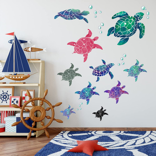 Runtoo Sea Turtle Wall Stickers Ocean Under The Sea Wall Decal Underwater Bathroom Decor for Bedroom Living Room Baby Nursery Runtoo Sea Turtle Wall Stickers Ocean Under The Sea Wall Decal Underwater Bathroom Decor for Bedroom Living Room Baby Nursery