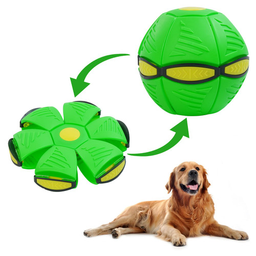 Allroaring Pet Toy Flying Saucer Ball for Dogs, Magic UFO Ball for Dog Outdoor Sports, Decompression Flying Flat Throw Disc Balls for Medium and Large Dog, Changeable Shapes Interactive Toys, Green Allroaring Pet Toy Flying Saucer Ball for Dogs, Magic UFO Ball for Dog Outdoor Sports, Decompression Flying Flat Throw Disc Balls for Medium and Large Dog, Changeable Shapes Interactive Toys, Green