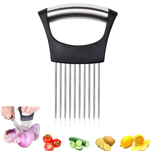 Joplebow Slicer Meat Slicer, Food Slice Assistant Onion Holder Slicer, Kitchen Gadgets kitchen Utensil Holder - Stainless Steel Vegetable Holder Cutting Kitchen Gadget Onion Peeler