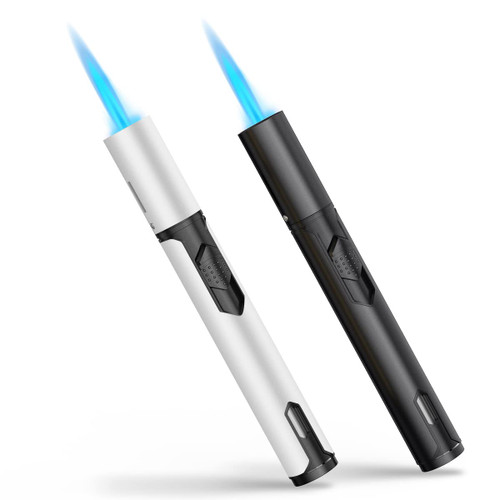 Torch Lighters Butane Lighter 2 Pack Windproof Adjustable Jet Flame Torch Lighter, Butane Refillable Gas Torch Lighter for Candles Grill BBQ Fireplaces Camping (Butane Not Included)