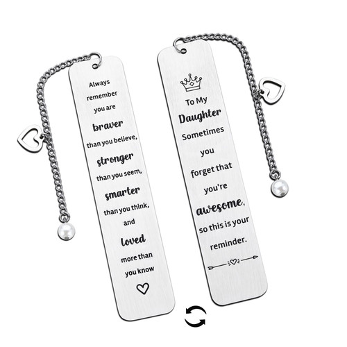 Daughter Gifts from Mom Valentines Gift for Her To My Daughter Double-Sided Bookmark Daughter 18th 21st Birthday Graduation Gifts for Daughter Inspirational Gift for Teen Girl Stepdaughter Goddaughter