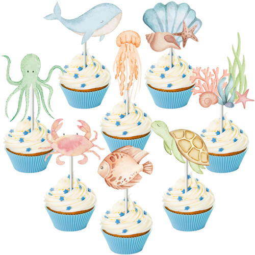 Fangleland Under The Sea Cupcake Toppers Birthday Cake Decorations, Ocean Animal Theme Cupcake Picks, Ocean Creature Whale Turtle Octopus Fish Cupcake Birthday Baby Shower Party Supplies Fangleland Under The Sea Cupcake Toppers Birthday Cake Decorations, Ocean Animal Theme Cupcake Picks, Ocean Creature Whale Turtle Octopus Fish Cupcake Birthday Baby Shower Party Supplies