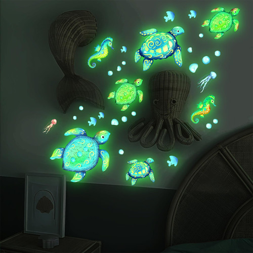 WBQMUNY Glow in The Dark Under The Sea Wall Decals,Sea Turtle and Seaweed Undersea Ocean Wall Stickers Luminous Removable Underwater Sea Wall Stickers for Kids Boys Bedroom Watercolor Ocean Creatures WBQMUNY Glow in The Dark Under The Sea Wall Decals,Sea Turtle and Seaweed Undersea Ocean Wall Stickers Luminous Removable Underwater Sea Wall Stickers for Kids Boys Bedroom Watercolor Ocean Creatures
