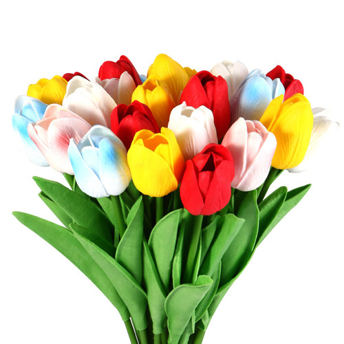 24Pcs Artificial Tulips Flowers Multicolor Fake Tulip Stems Faux PU Tulip Floral Arrangement for Wreath Wedding Party Bouquet Centerpiece Home Room Office Party Decoration Gift Idea for Mothers Day 24Pcs Artificial Tulips Flowers Multicolor Fake Tulip Stems Faux PU Tulip Floral Arrangement for Wreath Wedding Party Bouquet Centerpiece Home Room Office Party Decoration Gift Idea for Mothers Day