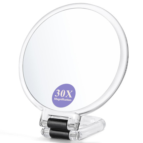 B Beauty Planet Hand Mirror, 30X Magnifying Mirror with Handle and Double Sided & 30X/1X Magnification, Portable Foldable Handheld Magnifying Mirror, Travel Essential Magnifying Makeup Mirror 5 Inches