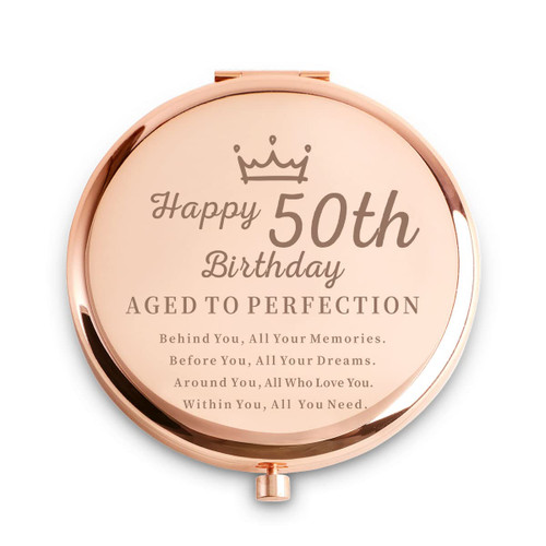 50th Birthday Gifts for Women - Personalized 50 Year Old Birthday Gift Ideas for Wife, Girlfriend, Niece, Daughter, Sister, Aunt, Best Friends, BFF, Coworkers - Engraved Compact Mirror 50th Birthday Gifts for Women - Personalized 50 Year Old Birthday Gift Ideas for Wife, Girlfriend, Niece, Daughter, Sister, Aunt, Best Friends, BFF, Coworkers - Engraved Compact Mirror