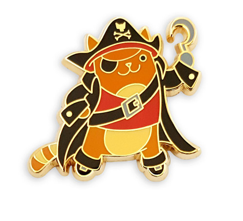 Pinsanity Cute Pirate Cat Enamel Lapel Pin