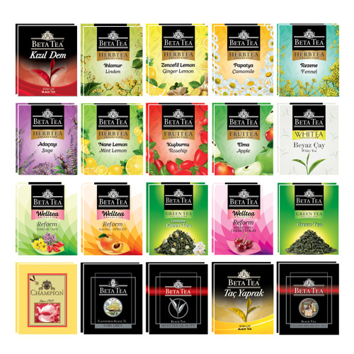 Beta Tea Bags Sampler Assortment Variety Pack | Gift Box | 40 Count | English Breakfast, Jasmine, Green, Chamomile, Black, Herbal, Ginger & Lemon, Mint & Lemon, Fennel Tea And More Beta Tea Bags Sampler Assortment Variety Pack | Gift Box | 40 Count | English Breakfast, Jasmine, Green, Chamomile, Black, Herbal, Ginger & Lemon, Mint & Lemon, Fennel Tea And More