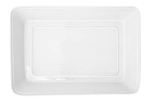 Creative Co-op Large Rectangle Antique White Vintage Reproduction Stoneware Baking Dish,