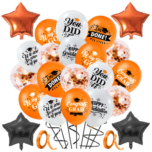 NUTTYBASH Graduation Balloons 2024, 60 Pcs Graduation Party Balloon Set Include Orange Graduation Confetti Balloons, Graduation Latex Balloons and Star Balloons for Graduation Party Supplies NUTTYBASH Graduation Balloons 2024, 60 Pcs Graduation Party Balloon Set Include Orange Graduation Confetti Balloons, Graduation Latex Balloons and Star Balloons for Graduation Party Supplies