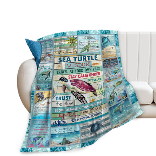 Sea Turtle Blanket Ocean Gifts for Girls Boys Woman Kids Man Sea Turtle Animals Lover Throw Blankets Soft Blanket Warm Fleece Flannel Plush Blankets for Bed Sofa Couch 40"x50"