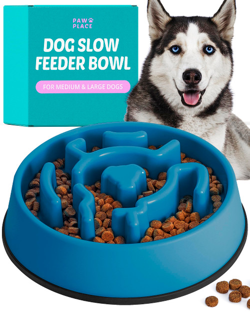 Paw Place Dog Slow Feeder Bowl for Large Dogs - Food Bowls Slow Feeder Dog Bowls Large Breed - Dog Bowl Slow Feeder Slow Eating Dog Bowl Slow Feed Dog Bowl Slow Dog Feeder Bowl - Dark Blue Paw Place Dog Slow Feeder Bowl for Large Dogs - Food Bowls Slow Feeder Dog Bowls Large Breed - Dog Bowl Slow Feeder Slow Eating Dog Bowl Slow Feed Dog Bowl Slow Dog Feeder Bowl - Dark Blue