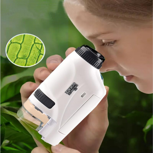 AGGICE Pocket Microscope with LED- 60X-120x Magnification, Portable Mini Microscope for Kids & Adults with LED (White)
