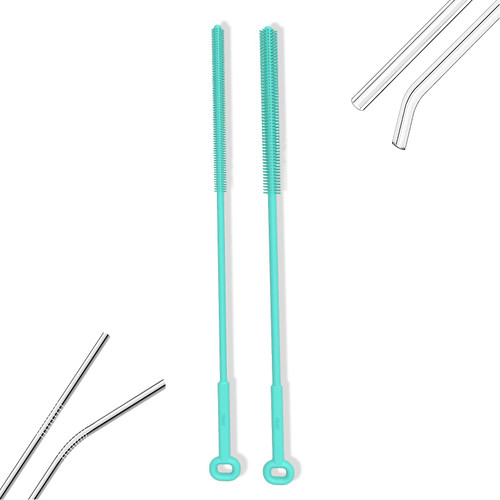 Drinking Straw Cleaner Brush, high Density Silica Gel Pipette Brush, Extra Long Pipe Cleaners, Straw Cleaning Brush for Tumbler, Sippy Cup, Bottle and Tube (2Pcs)