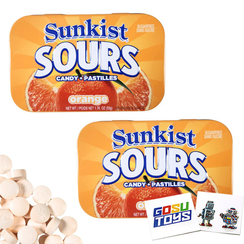 Sunkist Sours Orange Flavored Candy (2 Pack) with 2 Gosutoys Stickers